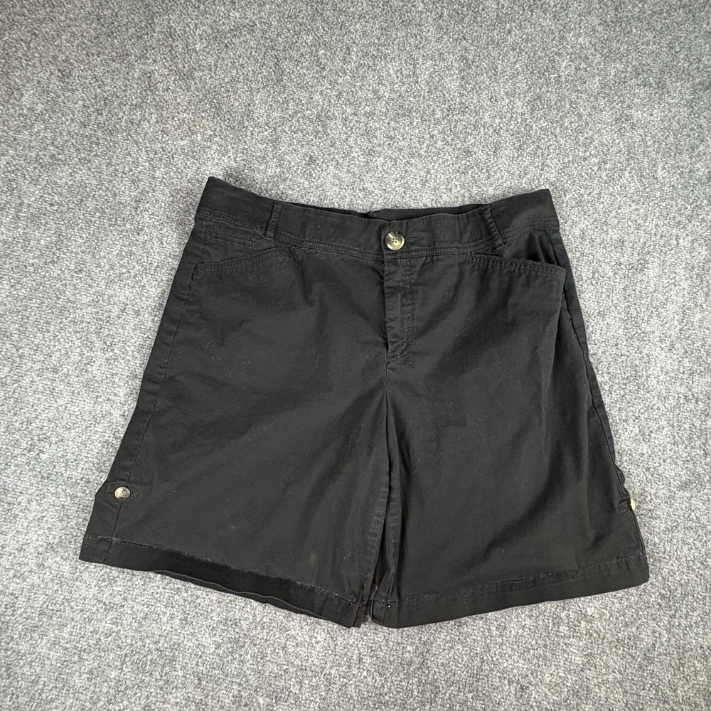 Khakis & Co Shorts‎ Women 14 Black Roll Tab Utilitycore Casual Preppy Minimalist